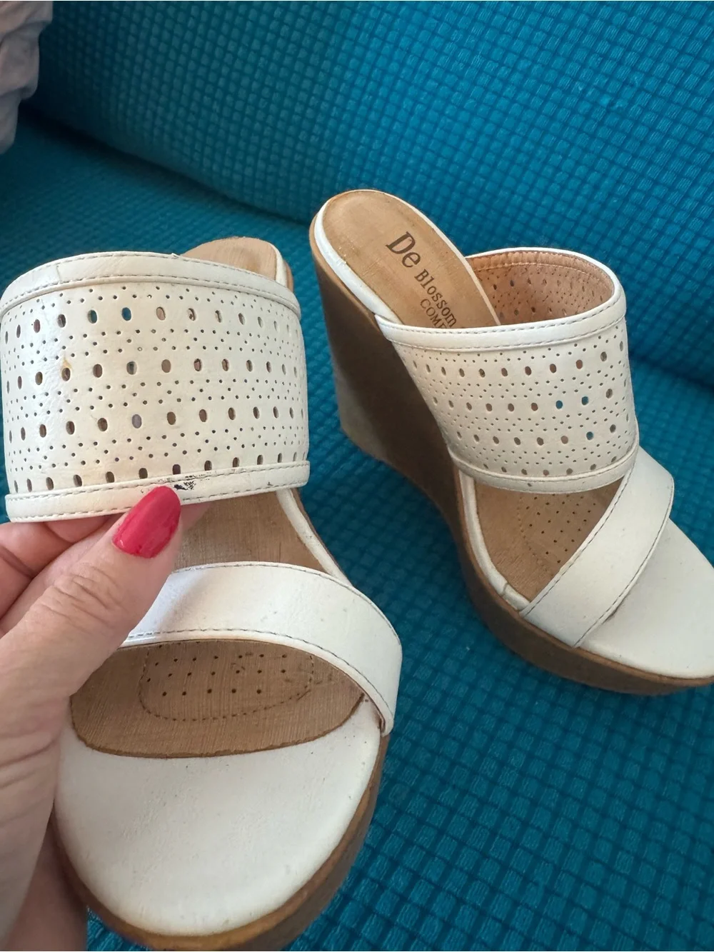 De Blossom White Platform Wedge Sandals Y2K Cutout Heels. Never worn